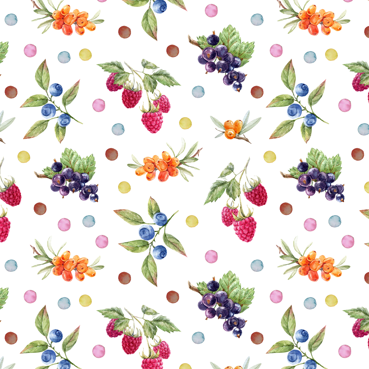 TECIDO TRICOLINE ESTAMPADO 100% ALGODÃO DIGITAL FRUTAS COM POA COLORIDO - Cópia (1)