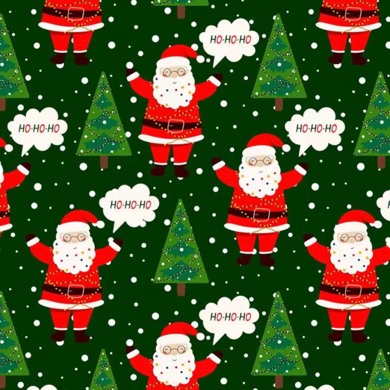 TECIDO TRICOLINE ESTAMPADO 100% ALGODÃO PERIPAN NATAL PAPAI NOEL E ARVORES 