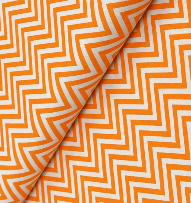 TECIDO TRICOLINE ESTAMPADO 100% ALGODÃO CHEVRON LARANJA 