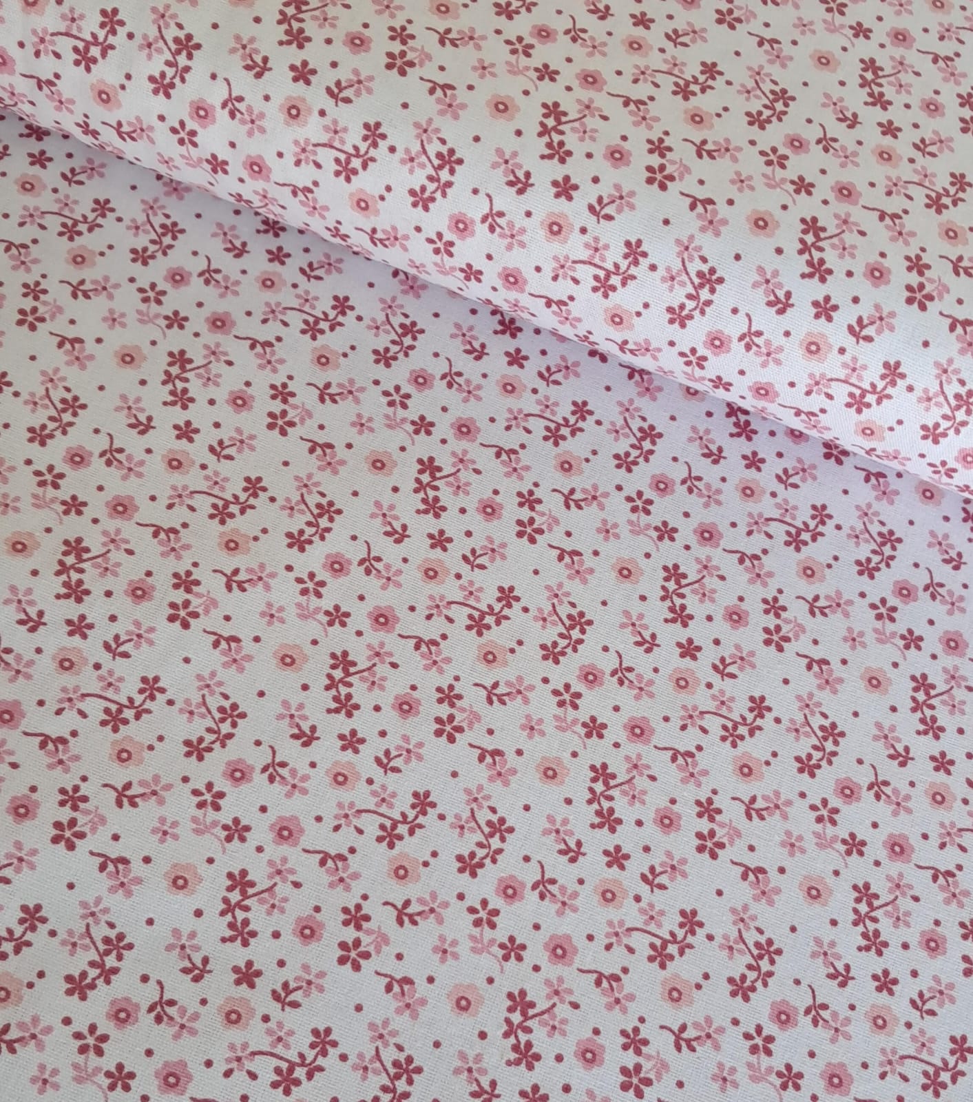 TECIDO TRICOLINE ESTAMPADO 100% ALGODÃO FLORALZINHA ROSA 