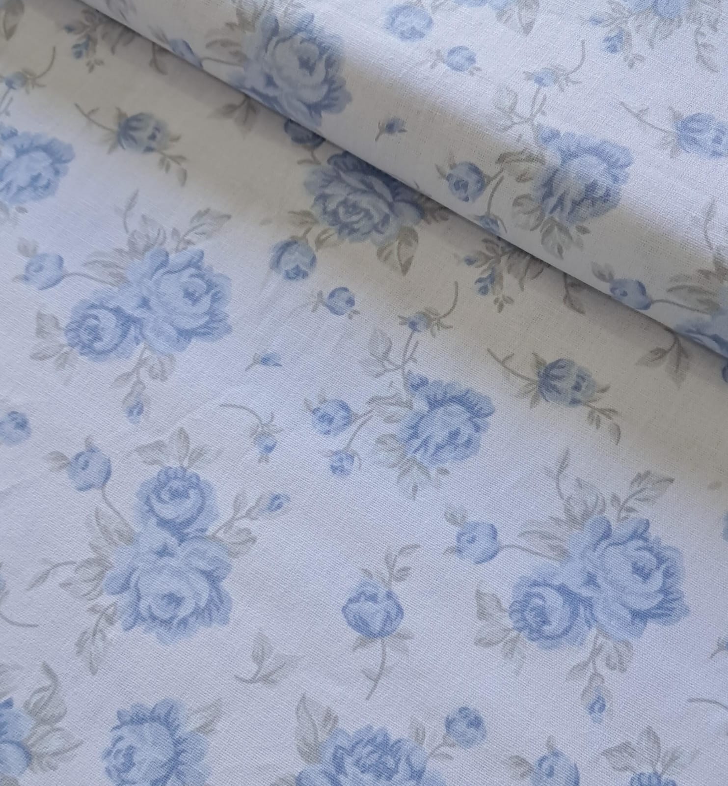 TECIDO TRICOLINE ESTAMPADO 100% ALGODÃO RIMATEX FLORAL AZUL G