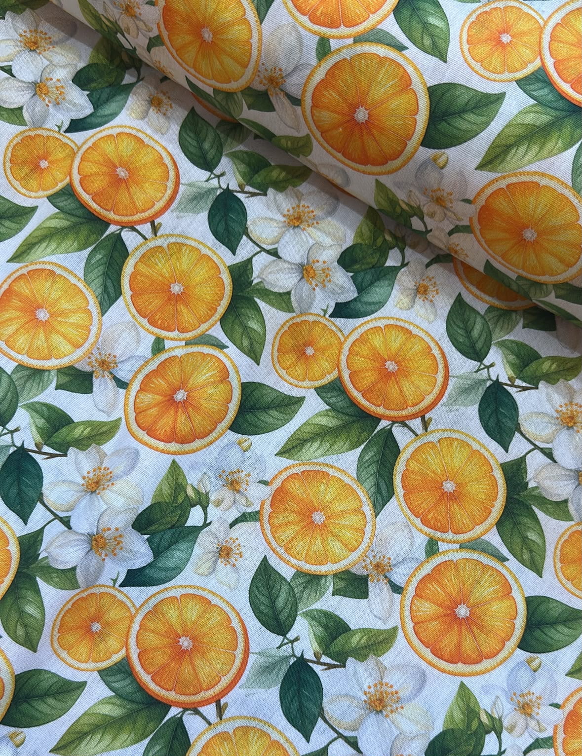 TECIDO TRICOLINE ESTAMPADO 100% ALGODÃO LARANJA