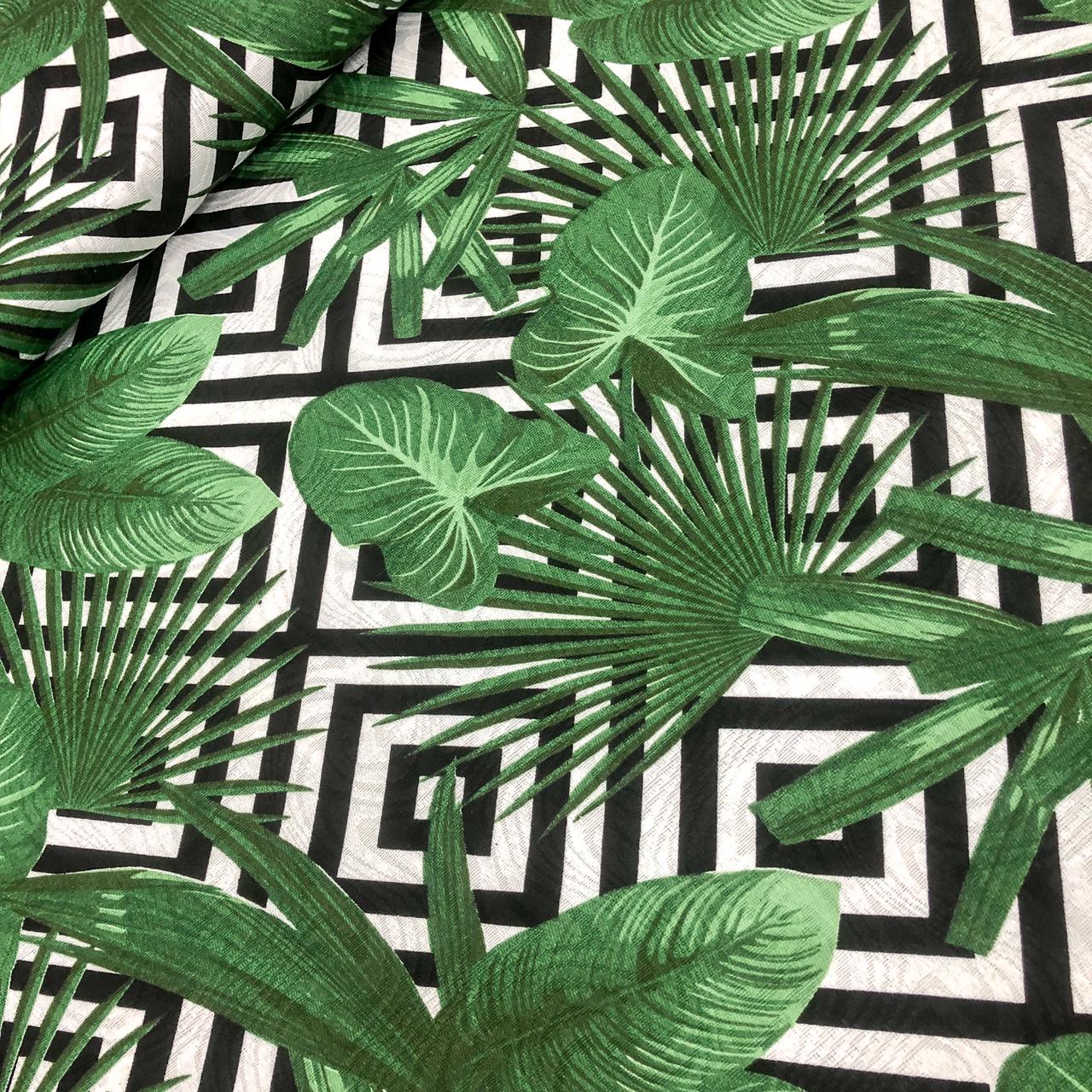 TECIDO JACQUARD 58% ALGODÃO 42% POLIÉSTER FOLHAGENS FD GEOMETRICO 