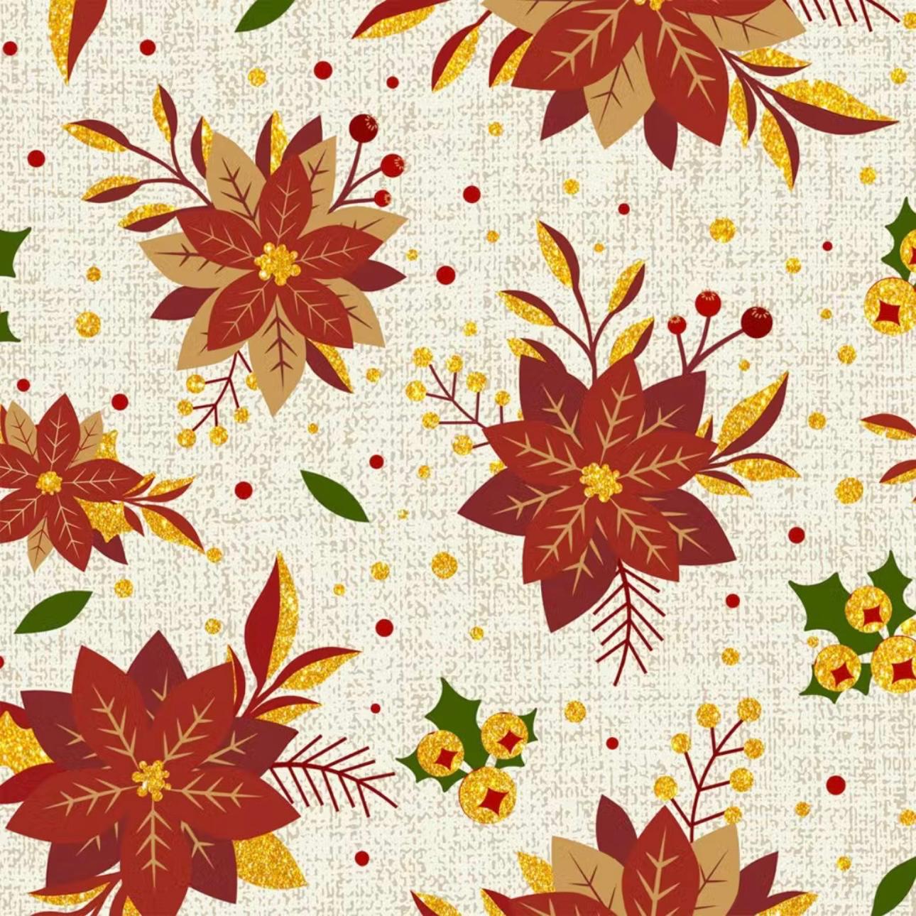 TECIDO TRICOLINE ESTAMPADO 100% ALGODÃO PERIPAN NATAL FLOR