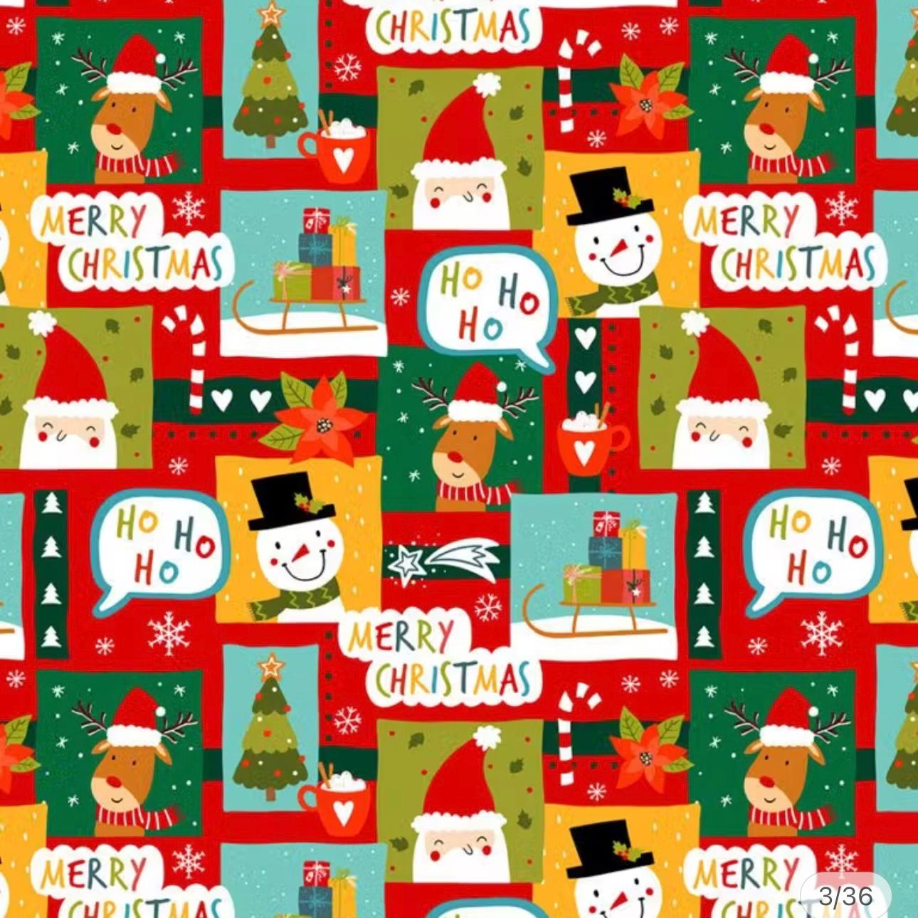 TECIDO TRICOLINE ESTAMPADO 100% ALGODÃO PERIPAN NATAL  RECORTES FIGURINAS 