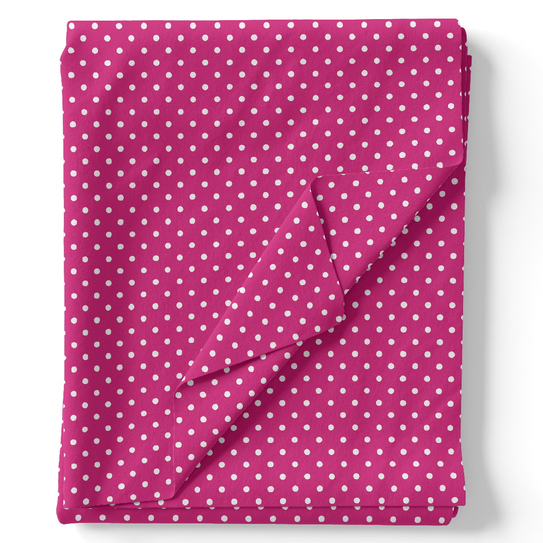 TECIDO TRICOLINE ESTAMPADO 100% ALGODÃO POÁ PEQUENO BRANCO FD PINK 