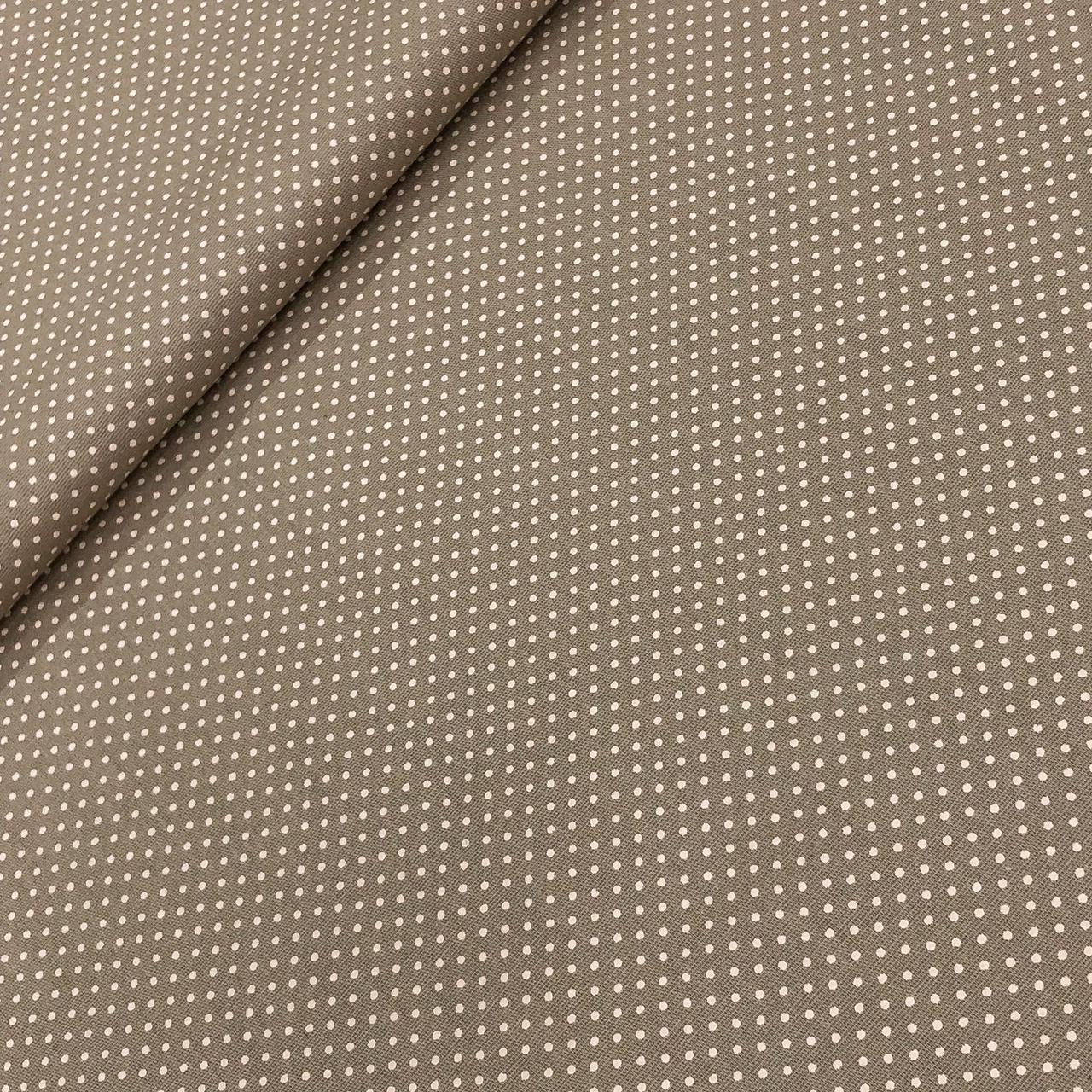 TECIDO TRICOLINE ESTAMPADO 100% ALGODÃO POA MICRO BEGE FD KAKI 