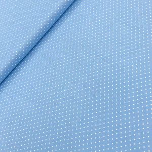 TECIDO TRICOLINE ESTAMPADO 100% ALGODÃO POÁ MICRO BRANCO FD AZUL BEBÊ  - Cópia (1)