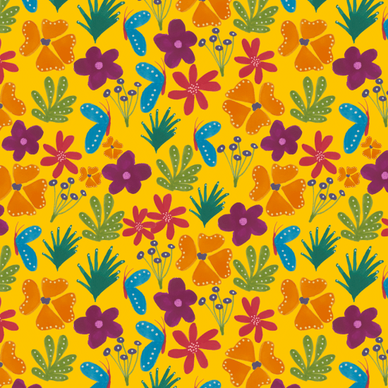 TECIDO TRICOLINE ESTAMPADO 100% ALGODÃO DIGITAL FLORAL COLORIDO FD AMARELO - Cópia (1)