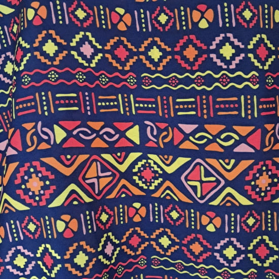 TECIDO OXFORD 100% POLIÉSTER ESTAMPADO ÉTNICO AFRICANO TRIBAL FD AZUL MARINHO - Cópia (1)