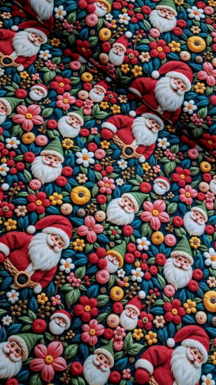 TECIDO TRICOLINE ESTAMPADO 100% ALGODÃO PERIPAN NATAL  DIGITAL PAPAI NOEL E FLORES 