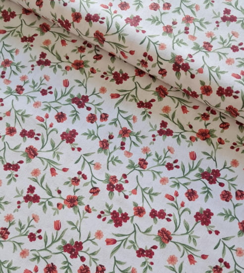 TECIDO TRICOLINE ESTAMPADO 100% ALGODÃO RIMATEX FLORAL V
