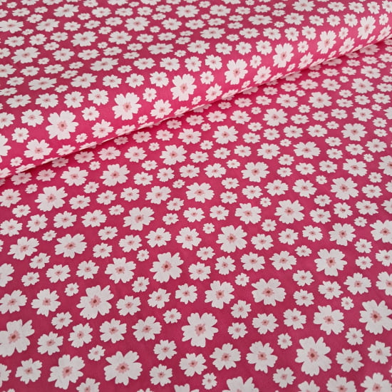 TECIDO TRICOLINE ESTAMPADO 100% ALGODÃO PERIPAN  MARGARIDAS FD PINK