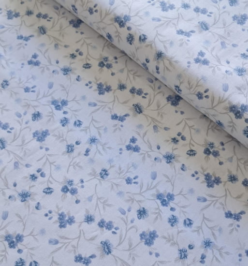 TECIDO TRICOLINE ESTAMPADO 100% ALGODÃO RIMATEX AZUL FLORAL P TECIDO TRICOLINE ESTAMPADO 100% ALGODÃO RIMATEX AZUL FLORAL P