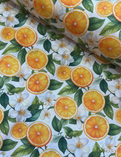 TECIDO TRICOLINE ESTAMPADO 100% ALGODÃO LARANJA TECIDO TRICOLINE ESTAMPADO 100% ALGODÃO LARANJA