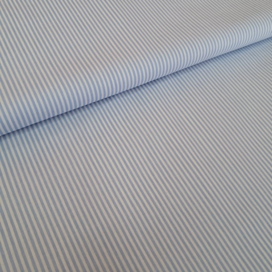 TECIDO TRICOLINE ESTAMPADO 100% ALGODÃO PERIPAN LISTRADO AZUL BEBE E BRANCO  