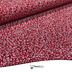 TECIDO TRICOLINE ESTAMPADO 100% ALGODÃO FLORAL CLASSICO BRANCO FD VERMELHO