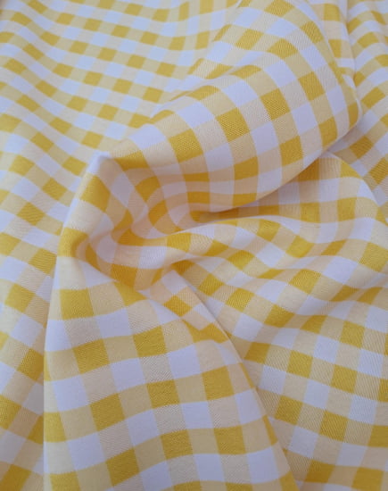 TECIDO OXFORD XADREZ 100% POLIÉSTER AMARELO E BRANCO PEQUENO