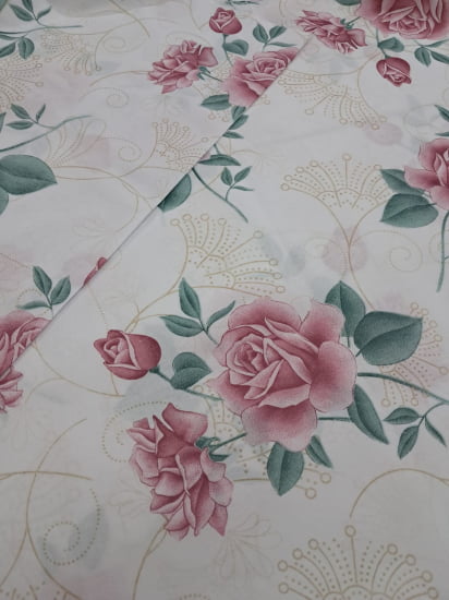 TECIDO PERCAL MISTO FLORAL ROSA  180FIOS 63% ALGODÃO E 37% POLIÉSTER