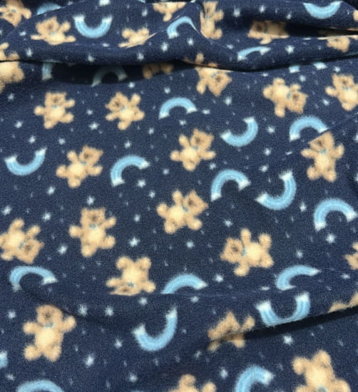 TECIDO SOFT ESTAMPADO 100% POLIÉSTER URSO FD AZUL MARINHO 