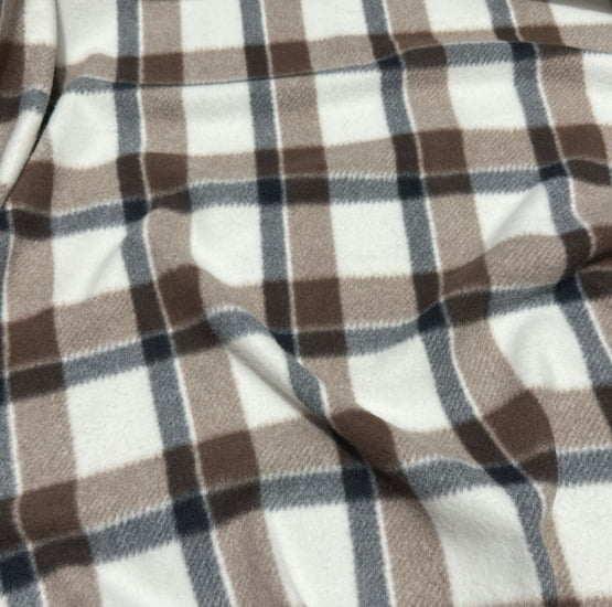 TECIDO SOFT ESTAMPADO 100% POLIÉSTER XADREZ MARROM E BEGE 