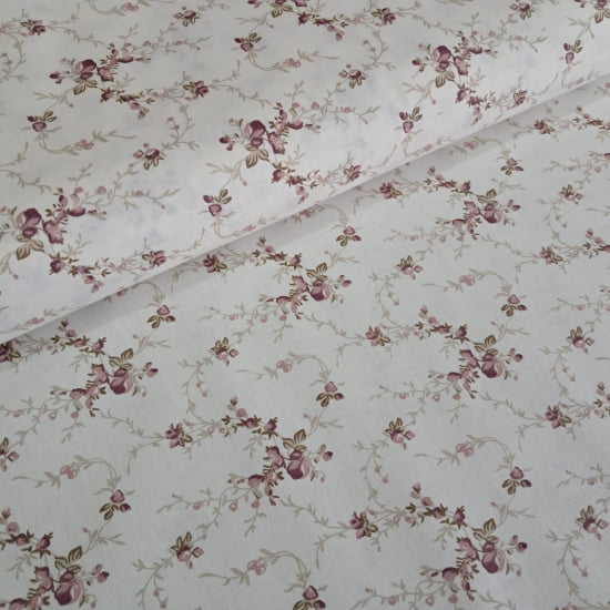 TECIDO TRICOLINE ESTAMPADO 100% ALGODÃO RIMATEX FLORAL SARAH UVA 