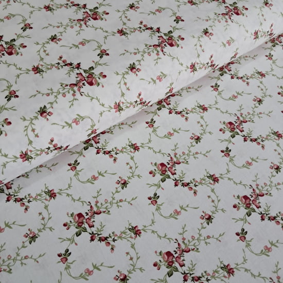 TECIDO TRICOLINE ESTAMPADO 100% ALGODÃO RIMATEX FLORAL SARAH VINHO