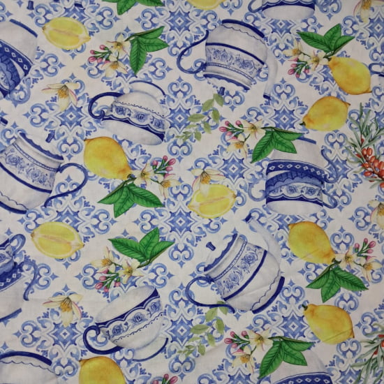 TECIDO TRICOLINE ESTAMPADO 100% ALGODÃO XICARAS