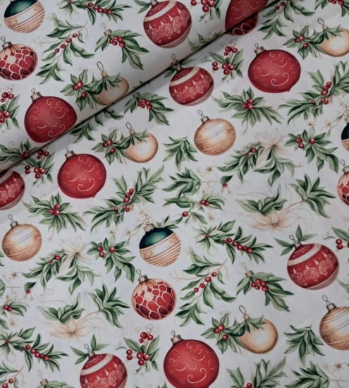 TECIDO TRICOLINE ESTAMPADO 100% ALGODÃO PERIPAN NATAL  DIGITAL BOLAS 