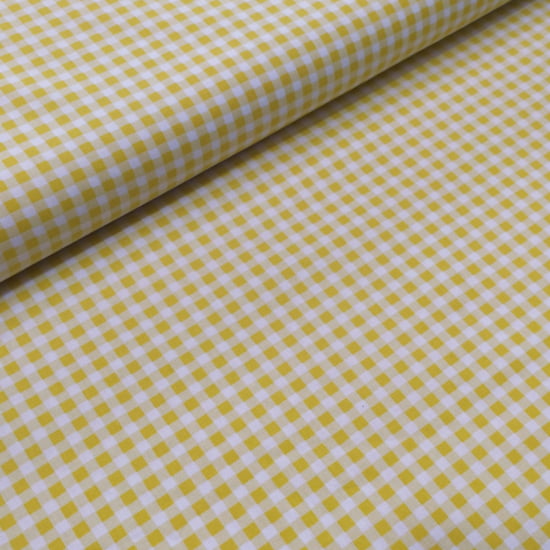 TECIDO TRICOLINE ESTAMPADO 100% ALGODÃO XADREZ AMARELO E BRANCO TECIDO TRICOLINE ESTAMPADO 100% ALGODÃO XADREZ AMARELO E BRANCO