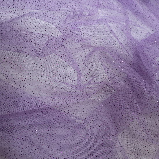 TULE COM GLITTER 100% POLIÉSTER LILÁS C/ BRILHO ROXO