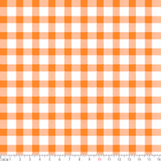 TECIDO TRICOLINE ESTAMPADO 100% ALGODÃO XADREZ LARANJA E BRANCO 