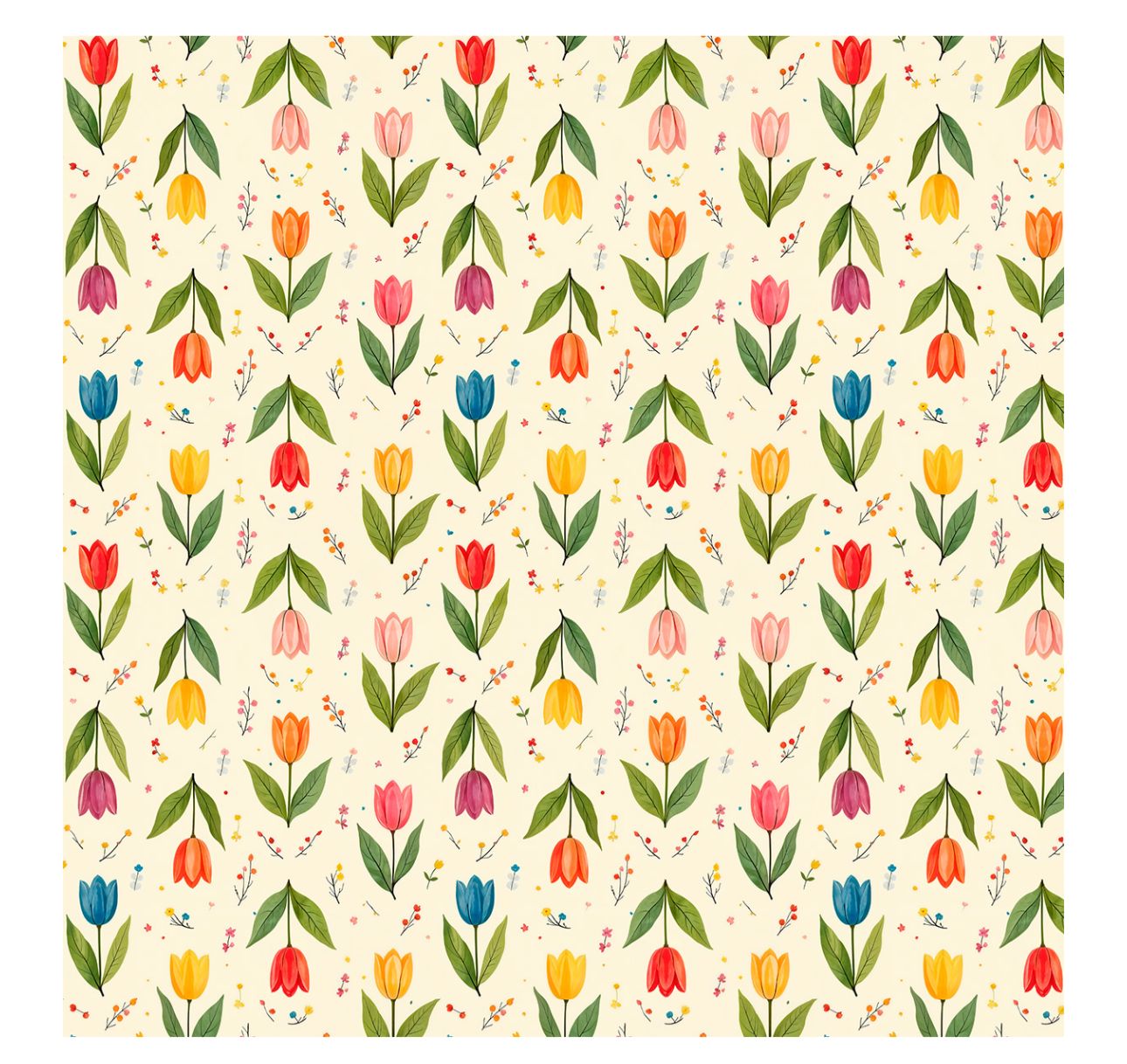 TECIDO TRICOLINE ESTAMPADO 100% ALGODÃO PERIPAN TULIPAS COLORIDA