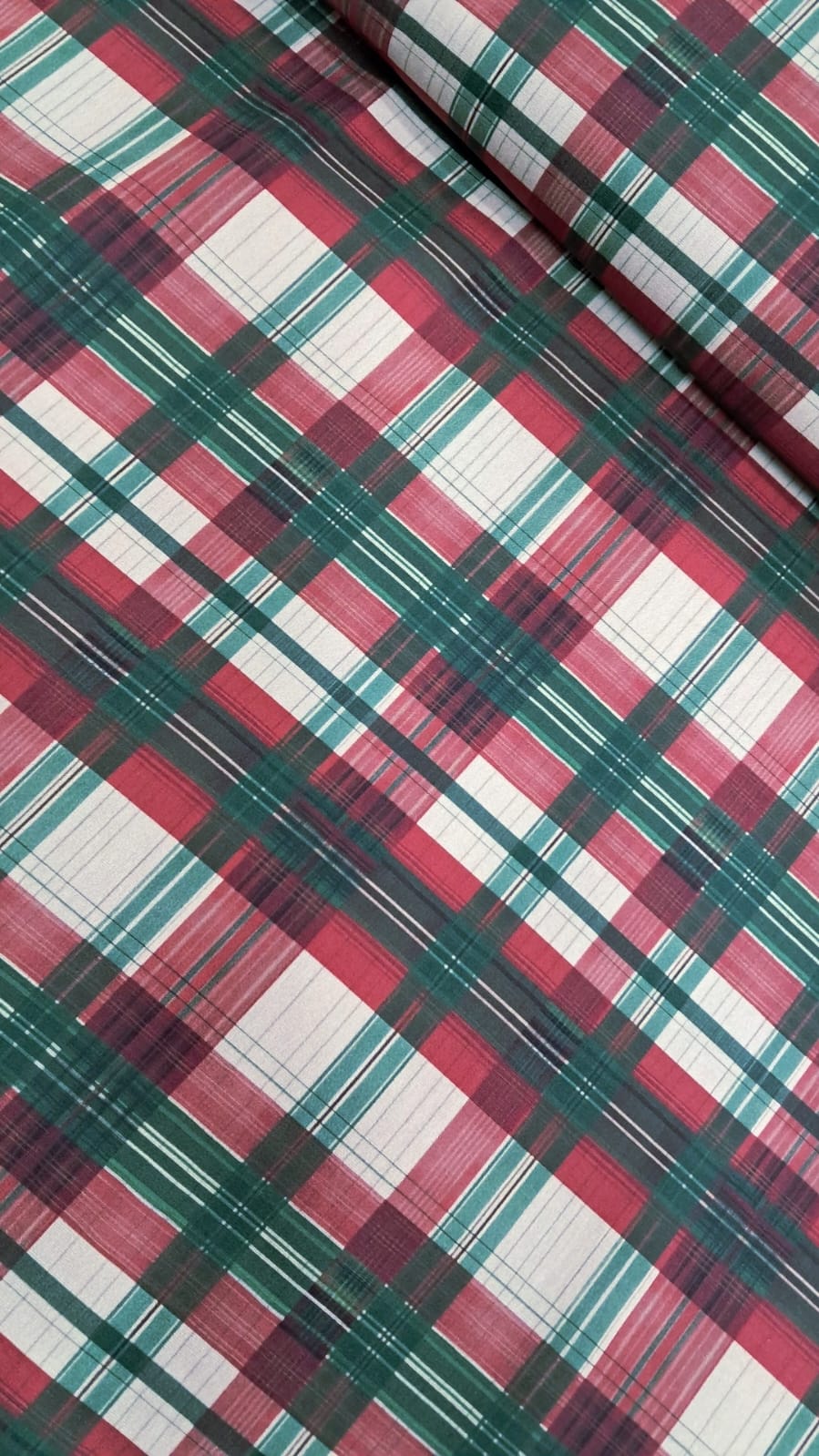 TECIDO TRICOLINE ESTAMPADO 100% ALGODÃO PERIPAN NATAL  DIGITAL XADREZ VERMELHO COM VERDE 