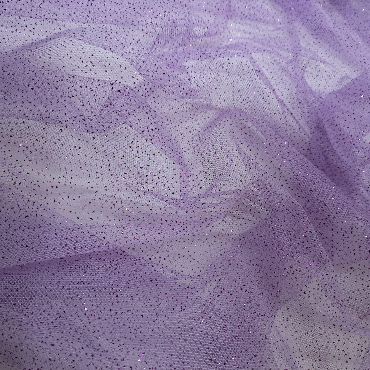 TULE COM GLITTER 100% POLIÉSTER LILÁS C/ BRILHO ROXO
