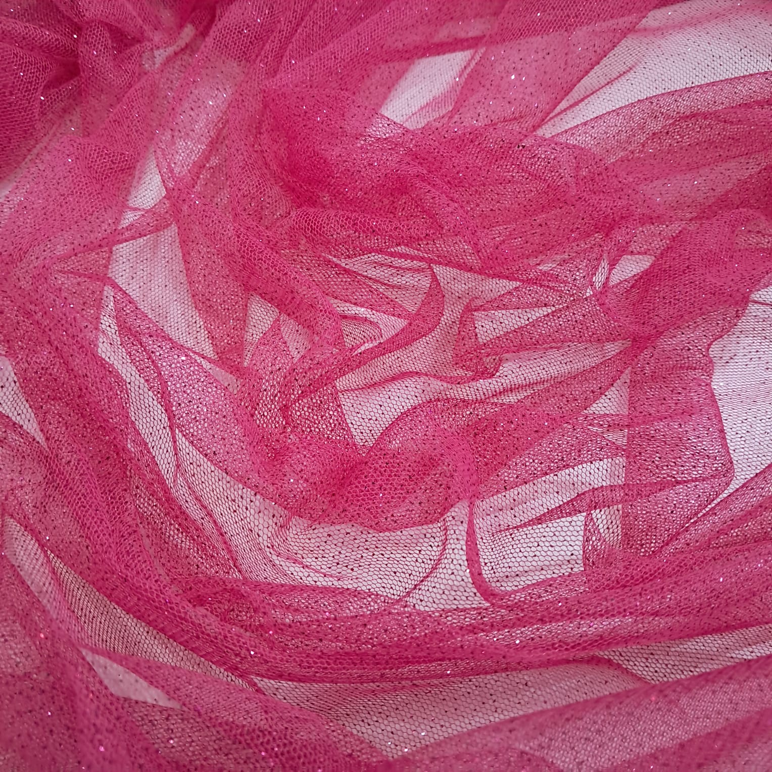 TULE COM GLITTER 100% POLIÉSTER PINK 